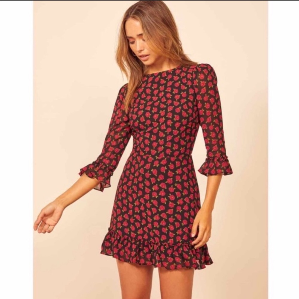 Reformation The Doutzen Dress Red Roses